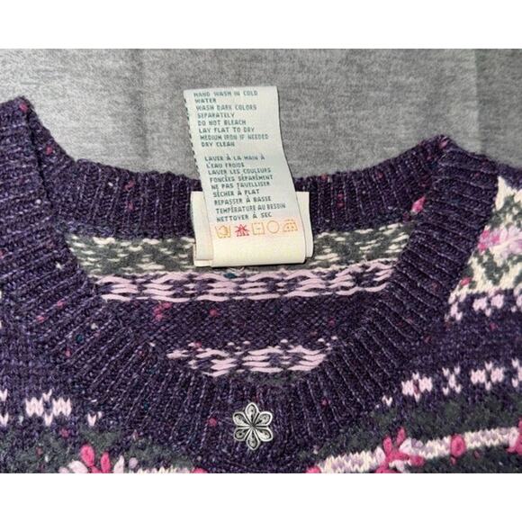 VTG Northern Reflections Women's Sweater Cardigan Floral Wool Blend Sz L Purple - Picture 4 of 7
